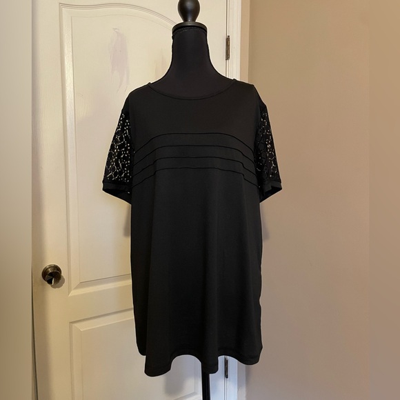 Automet Women's Casual Chic Black Pullover Top Lace Sleeves Size 2XL NWT Boho - Picture 3 of 9